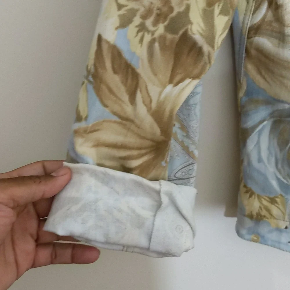 Apanage| Floral Cotton Denim Look Button Up Jacket With Front Pockets - Picture 5 of 13